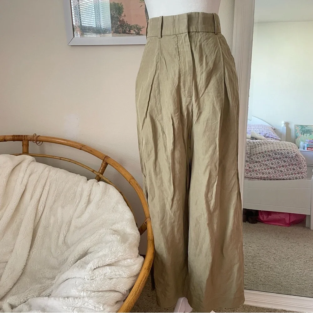 COS Relaxed Lyocell Linen Wide Leg Trouser Pants in Size US 2